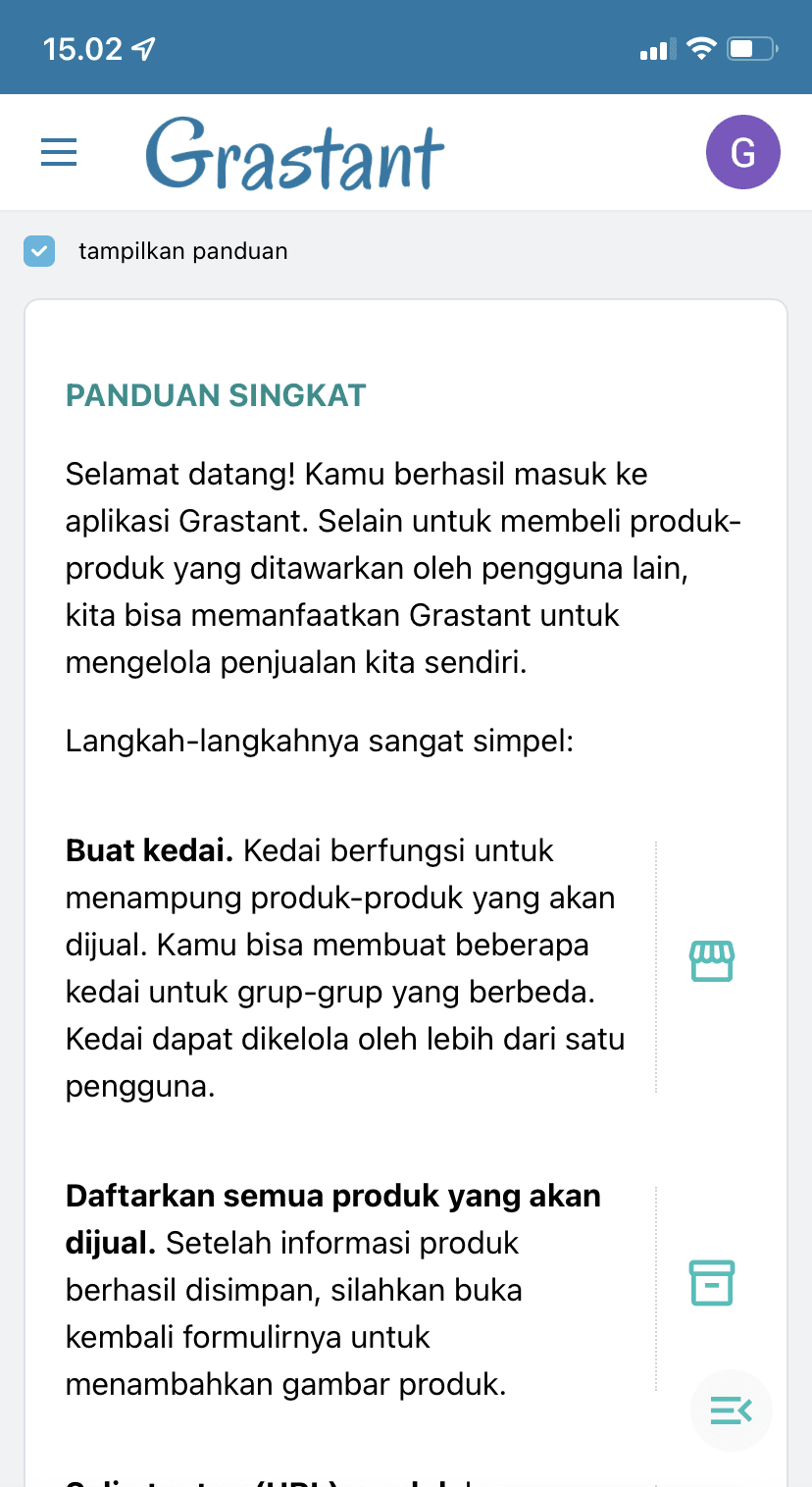 Gambar 2-1 - Panduan singkat di beranda