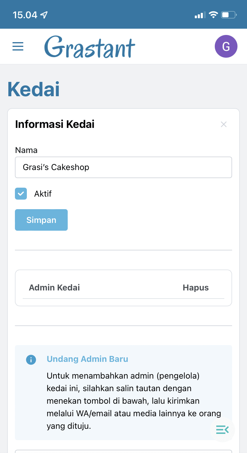 Gambar 2-2 - Formulir pembuatan kedai