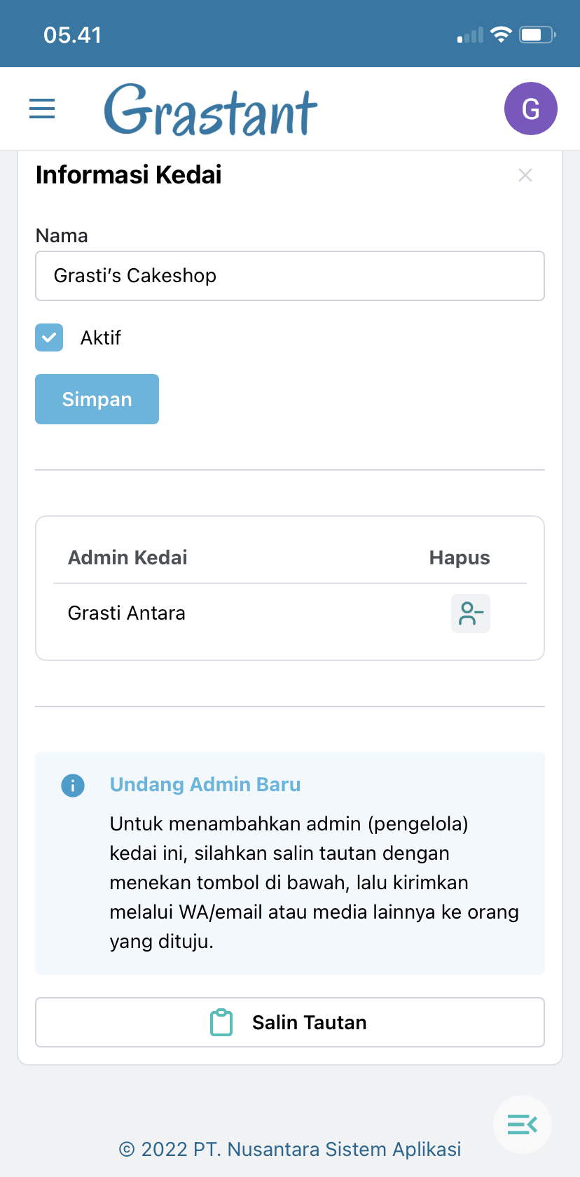 Gambar 2-8 - Tautan untuk undang admin baru